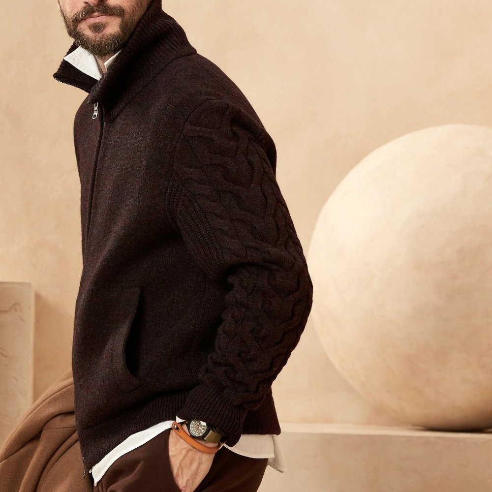 BANANA REPUBLIC ITALIAN YARN DOUBLE-KNIT SWEATER JACKET